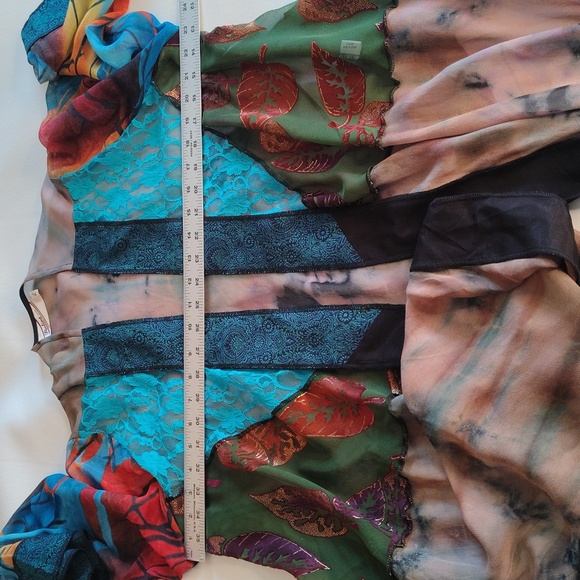 Sterling Styles Multicolor Silk Kimono Duster Patchwork XL 3/4 Sleeve Colorful - Picture 4 of 14